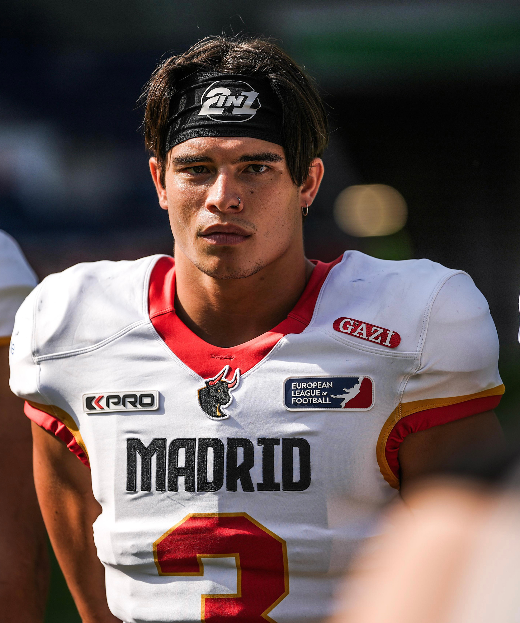 Football player in Madrid jersey during game