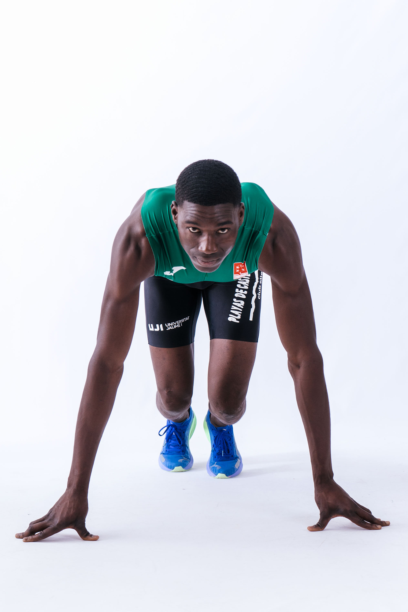Athlete in starting position for a race